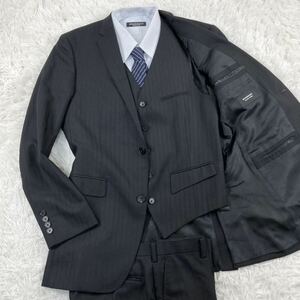 美品/XL相当/スリーピース●BURBERRY BLACK LABEL バーバリーブラックレーベル スーツ セットアップ 3P ノバチェック 黒色 ブラック メンズ