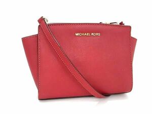 1円 MICHAEL KORS マイケルコース レザー クロスボディ ショルダーバッグ 斜め掛け 肩掛け レディース レッド系 BL1274