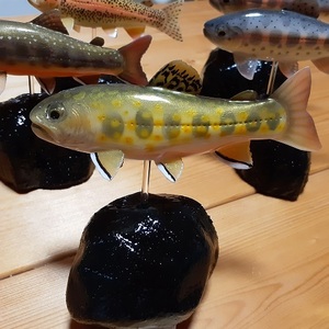 レプリカ　ちびっこ　カワマス　BrookTrout １２ｃｍ　擬岩　置きタイプ　/　　