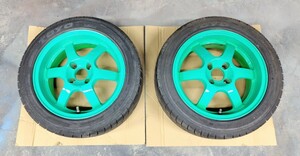 【即決送料無料】RAYS レイズ TE37 CUP 15インチ 6.5J +35 PCD100 4H 2本セット TOYO R1R 195/50R15 シビック EG6 FIT ヴィッツ 手渡しOK