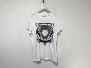 本物ディーゼルDIESELコットンプリント半袖TシャツメンズストリートビジネススーツサーフスケーターM白ホワイト