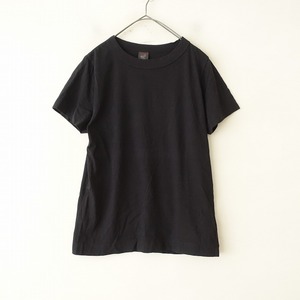 ホームスパン homspun *コットン天竺半袖Tシャツ*L黒ブラック無地ショートスリーブカットソー(33-2404-858)【72E42】