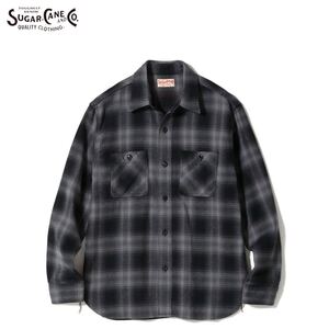 SUGAR CANE SC29359 119)BLACK / SIZE XL “TWILL CHECK WORK SHIRT”