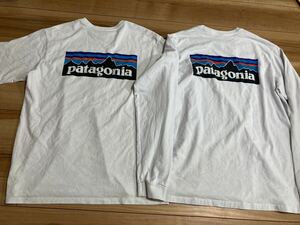 patagonia パタゴニア p6 半袖Tシャツ ロンt オーガニックコットン　２枚セット　まとめ売り　白　レギュラーフィットＭサイズ　古着
