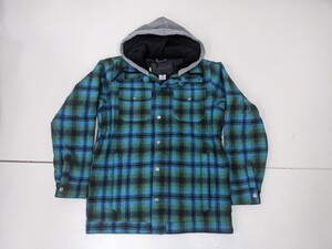 15．BURTON シャドー オンブレ チェック柄 中綿 ウィンター フーデッド ジャケット パーカー スキー スノボー バートン メンズL z902