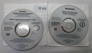 Lenovo Applications and Drivers Recovery Disc 2枚セット 管理番号M-600