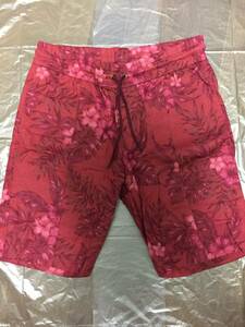 AKM TROPICAL PRINT COTTON LINEN SWING EASY SHORTS SHORT PANTS