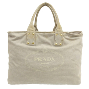 【本物保証】 プラダ PRADA カナパ ロゴ トートバッグ ハンドバッグ キャンバス ベージュ BN1872