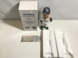 未使用 自宅保管品 イチロー ボブルヘッド マリナーズ ICHIOR BOBBLE HEAD DAY NISSAN 2001.7.28 チケット付き 現状品 1129-02