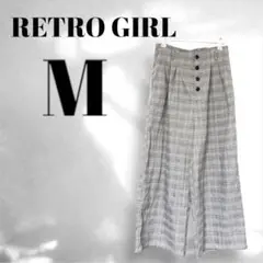 【RETRO GIRL】ワイドパンツ グレンチェック ハイウエスト ウエストゴム