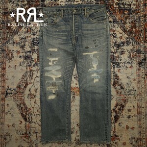 【USA製】 RRL Wyoming Wash Repaired Jeans 【31】 ワイオミング ウォッシュ リペアード ジーンズ デニム レザー ペンキ Ralph Lauren