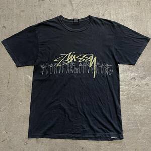  STUSSY ステューシー People Stripe Pigment Dyed Tシャツ サイズL ブラック