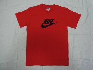 ☆美品・未着用☆ 90s USA製 ビンテージ NIKE ナイキ ロゴ Tシャツ sizeXL 赤×黒 ☆古着 デッドストック オールド 銀タグ 紺タグ 70s 80s