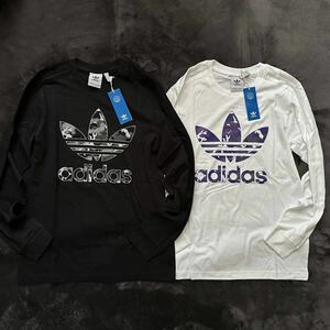 格安送料 Lサイズ 新品 adidas originals アディダス オリジナルス 2枚セット 長袖 ロンT 黒 ブラック 白 ホワイト 迷彩 HR3526/3527