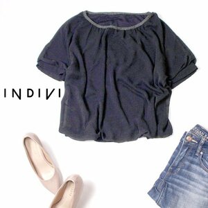 ☆☆ 美品 INDIVI インディヴィ ☆☆ ゆったり綺麗め シフォン カットソー 40号 L 春 夏 22B07