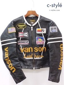 Q685c [人気] VANSON バンソン シングルライダースレザージャケット 40 ブラック | その他 Q