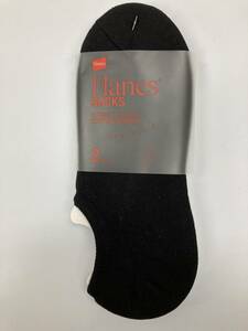 【新品】Hanes ヘインズ 2足セット COMFORT FIT カバーソックス　靴下　25-27cm　ホワイト/ブラック (Y-304-5)