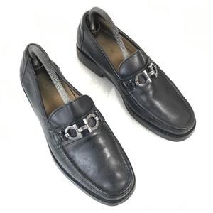 イタリア製☆Salvatore Ferragamo【7EE/25.0-25.5/黒/BLACK】本革/ビットモカシン/ローファー/ビジネス/dress shoes◆CD-78