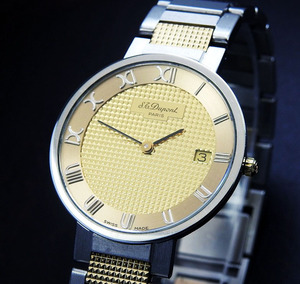 S.T.Dupont Paris デュポン コンビ カラー ゴールド文字盤 198.11.2 メンズ クォーツ 腕時計