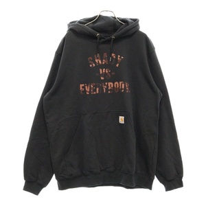 CARHARTT カーハート ×EMINEM HOODIE エミネム カレッジロゴ フーデッド プルオーバー スウェットパーカー ブラック