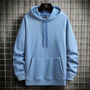 メンズパーカー メンズ パーカー 長袖 クルーネック メンズトップス メンズファッション 無地 春秋服 セール 　ブルー2XL