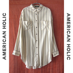 美品　AMERICAN HOLIC／アメリカンホリック★　ストライプ　ロングシャツ