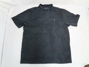 【夏物セール】プラス☆YS☆TOMMY HILFIGER トミーヒルフィガー ハイネック 半袖Tシャツ メッシュ素材 メンズLLサイズ ブラック☆0527-644