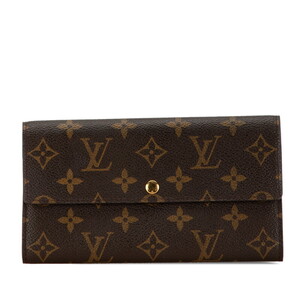 ルイ ヴィトン モノグラム ポシェット ポルト モネ クレディ 長財布 M61725 ブラウン PVC レザー レディース LOUIS VUITTON 【中古】