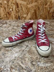 C(6303) 80s CONVERS ALL STAR USA製 コンバース オールスター ハイカット キャンバス 赤 USA 3.5 22.5cm CONVERSE ALLSTAR HI 1980年代