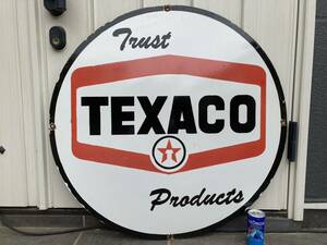 ビンテージ 大型 看板 テキサコ TEXACO 直径76cm / ホーロー看板 ガレージ アメリカ 世田谷ベース 昭和レトロ