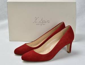 K.SPIN　パンプス　RED　SUEDE　ユーロ35　22.5cm相当　Made in Italy 未使用品