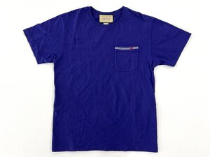 GUCCI/グッチ エンブロイダリー付き コットンジャージー Tシャツ XS ブルー系 胸ポケット