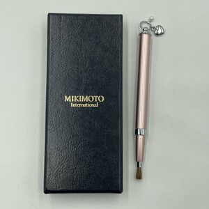 UU315-U36-517 ◎ MIKIMOTO ミキモト リップブラシ ピンク シルバーカラー 真珠 ハートチャーム 全長:約12cm 箱付き ③