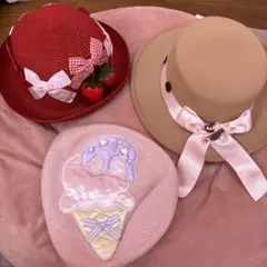 ナイルパーチ♡帽子♡麦わら帽子ベレー帽ハット♡3点SET未使用品