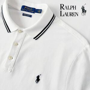 (美品) ラルフローレン RALPH LAUREN 半袖 ポロシャツ M 175/96A (日本L) ホワイト ブラック 半袖 シャツ