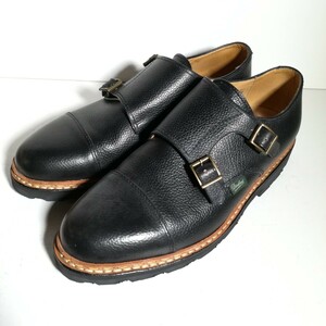 c0277 【未使用に近い】 ★パラブーツ Paraboot★ William ウィリアム ダブルモンクストラップ 8 1/2 黒 ブラック 革靴 シューズ