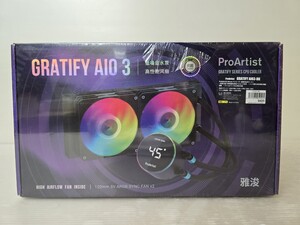 ProArtistブランドのマルチソケット対応オールインワン水冷CPUクーラー「GRATIFY AIO3-BK」240mmラジエーター オールブラックモデル 