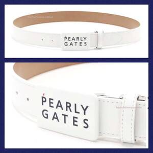 新品★正規★PEARLY GATES/パーリーゲイツ★定番/シンプル★PG/2段ロゴ★ベルト★メンズ★白/ホワイト★レア