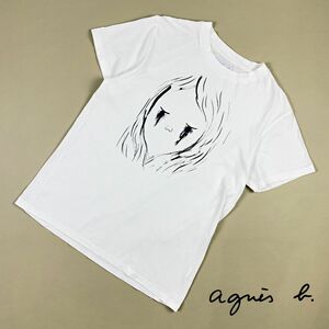 agns b. アニエスベー julien langendoroff ランゲンドル art Tシャツ 半袖カットソー レディース トップス 白 ホワイト サイズL*CB76