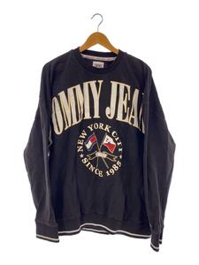 TOMMY JEANS◆スウェット/XL/コットン/BLK/プリント//