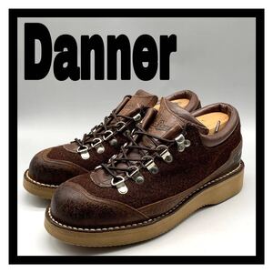 Danner [ダナー × ハリスツイード] コラボ アウトドア ローカットシューズ 短靴 レザー ダークブラウン 茶色 US7 25cm ビブラム ソール 