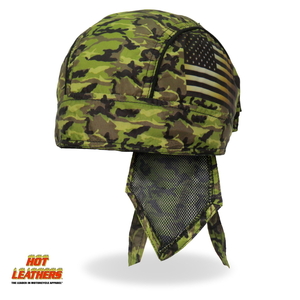 Hot Leathers ヘッドラップ カモ柄 迷彩 星条旗 [Camo Flag Headwrap] バンダナ ヘルメットインナー サイズフリー 米国直輸入 バイクに!