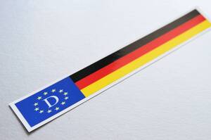 B_2■ドイツ国旗バナーステッカー Sサイズ 2x14cm【2枚セット】■オリジナル 屋外耐候耐水シール Germany Flag decal 即買 車 バイク EU