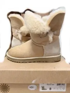 アグUGG ムートンブーツ ベイリーボタン ミドル US8 JPN25.0センチ