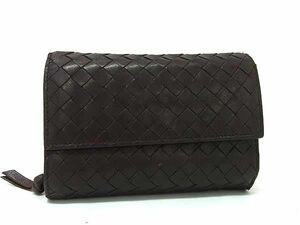 1円 BOTTEGA VENETA ボッテガヴェネタ イントレチャート レザー 三つ折り 財布 ウォレット 札入れ 小銭入れ カード入れ ブラウン系 AZ5147