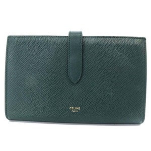 セリーヌ CELINE 10B633BFP.31AN Large Strap Wallet レザー トラベルウォレット 長財布 二つ折り ダークグリーン /YO14 ■OH レディース