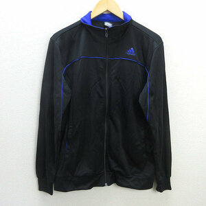 D■アディダス/adidas フルジップ ジャージジャケット JKT【L】黒/MENS/91【中古】