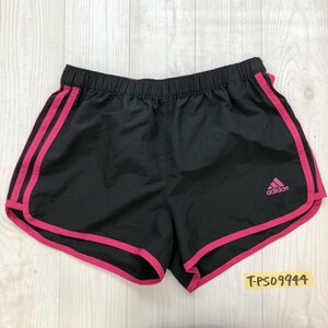 adidas アディダス レディース ロゴプリント トレーニング ランニング ショートパンツ M 黒ピンク