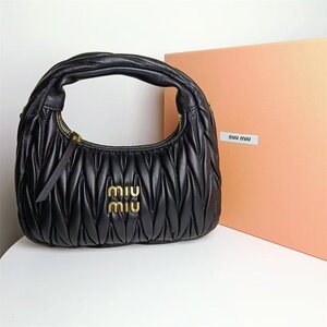 miu miu 極美品 ミュウミュウ トートバッグ ショルダーバッグ レザー ブラック