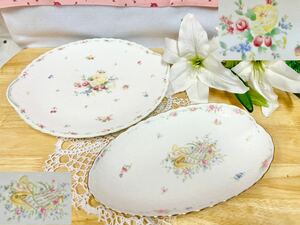 nikko company プレート 大 中 FINE CHINA 丸皿 サンドウィッチ皿 2枚 楽器 フルーツ 激安！